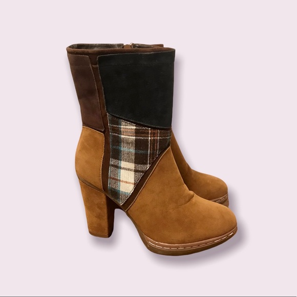 MUK LUKS Women’s Nola High Heel Suede Boots /Plaid detailing size 6 - Picture 4 of 8